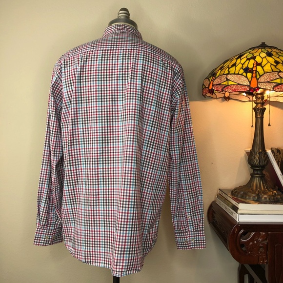 Carven Button Down Gridded Plaid Shirt Mens Contra - Picture 4 of 5